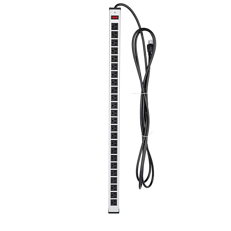 Protector Power Strip 24outlet ETL Certified Long Heavy Duty Metal Power Strip with 15Foot Long Extension Power Cord UL Listed