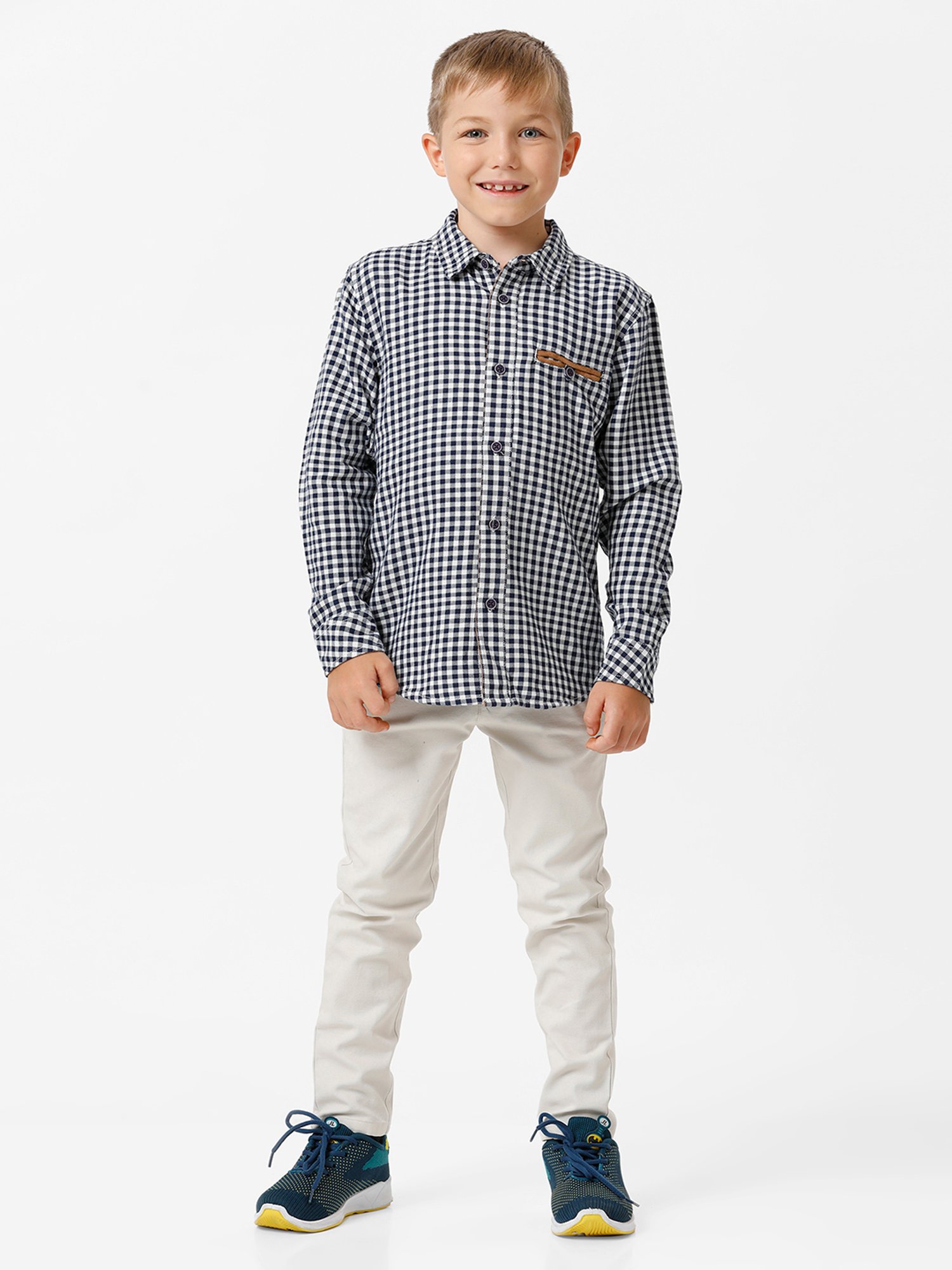 Kate & Oscar Kids Navy Checks Full Sleeves Shirt