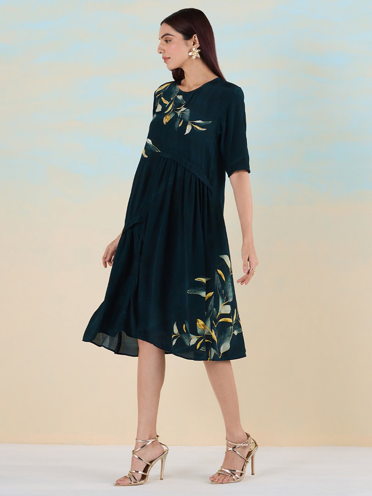 navyasa by liva Blue Printed Ethnic Dress