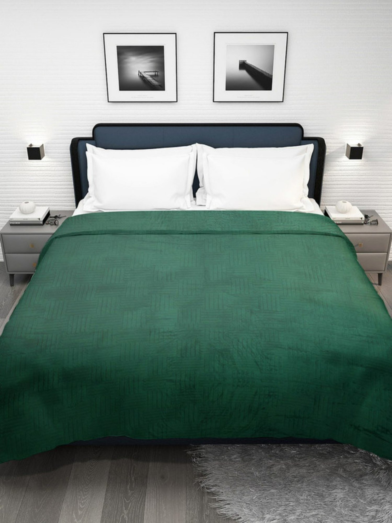 Dhrohar Green Polyester 300 GSM Double Bed Blanket