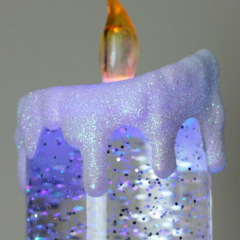 Northlight 9.5" LED Lighted Dripping White Swirling Glitter Candle Christmas Decoration - White