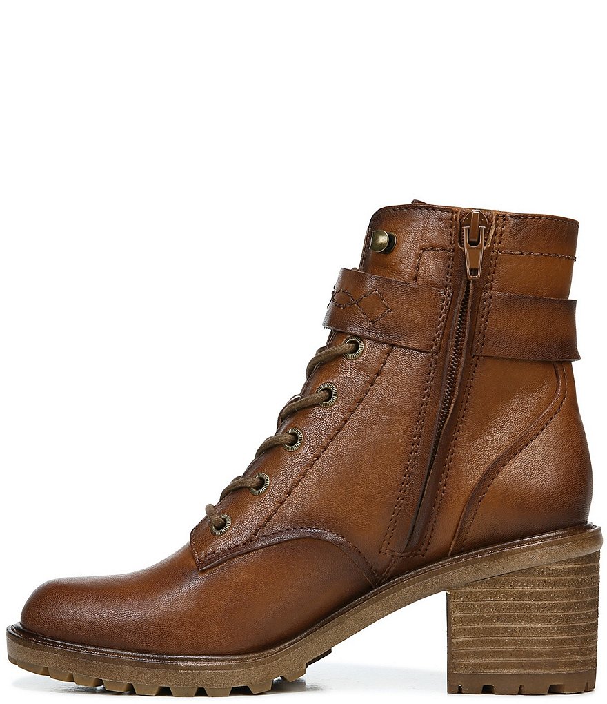 Zodiac Gemma Leather Buckle Strap Detail Lug Sole Block Heel Combat Booties