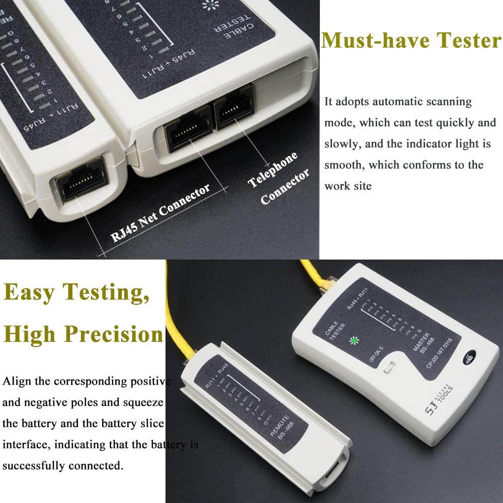 CAT5 Crimper Tool Kit for RJ45/RJ11/RJ12/CAT6/Cat5e, Professional Network Crimper Wire Connector Stripper Cutter Set