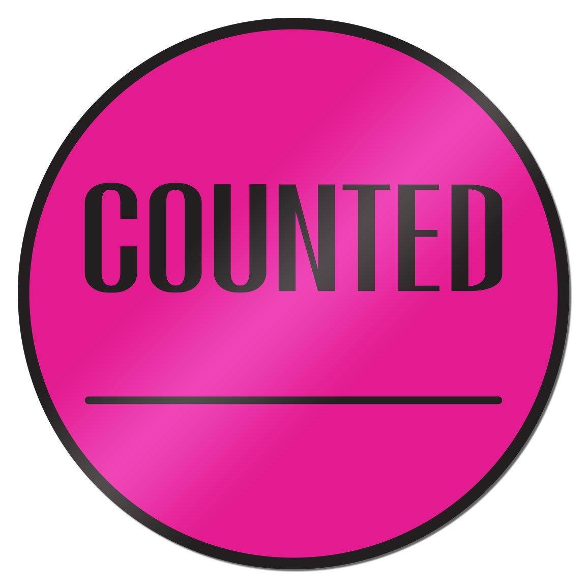 Counted 2 inch Round Inventory Control Labels Stickers Pink 900 Labels