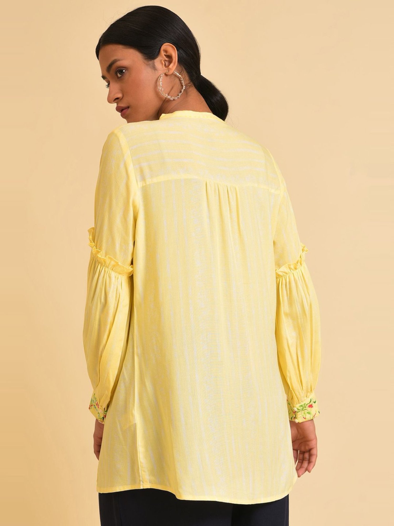 W Yellow Printed Top