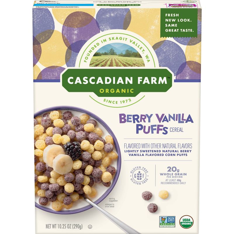 Cascadian Farm Berry Vanilla Puffs Breakfast Cereal  - 10.25oz