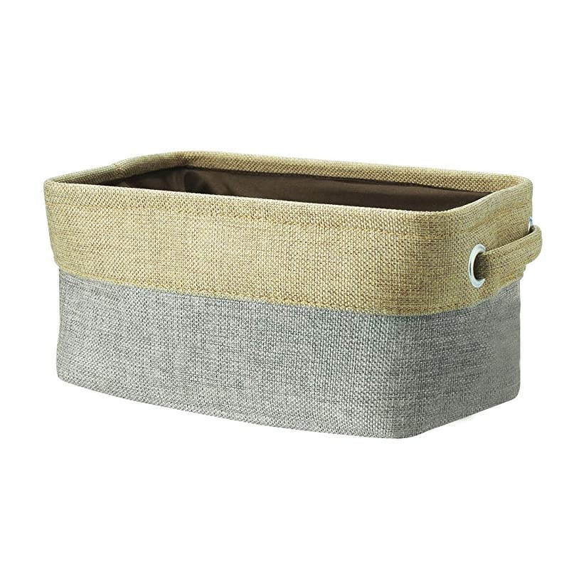 Collapsible Fabric Storage Basket Bins with Dual Handles, Foldable Toy Bins for Laundry Clothes Storage, Home Organizer for Bedroom Office Closet Shelves Gray Small