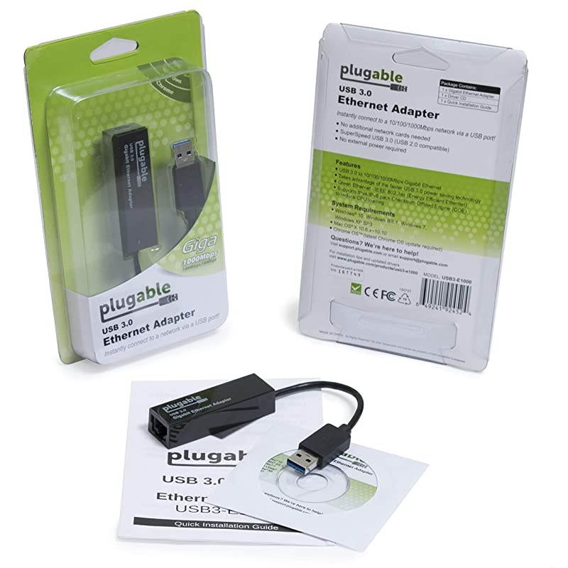 USB to Ethernet Adapter USB 30 to Gigabit Ethernet Supports Windows 10 81 7 XP Linux Switch Game Console Chrome OS