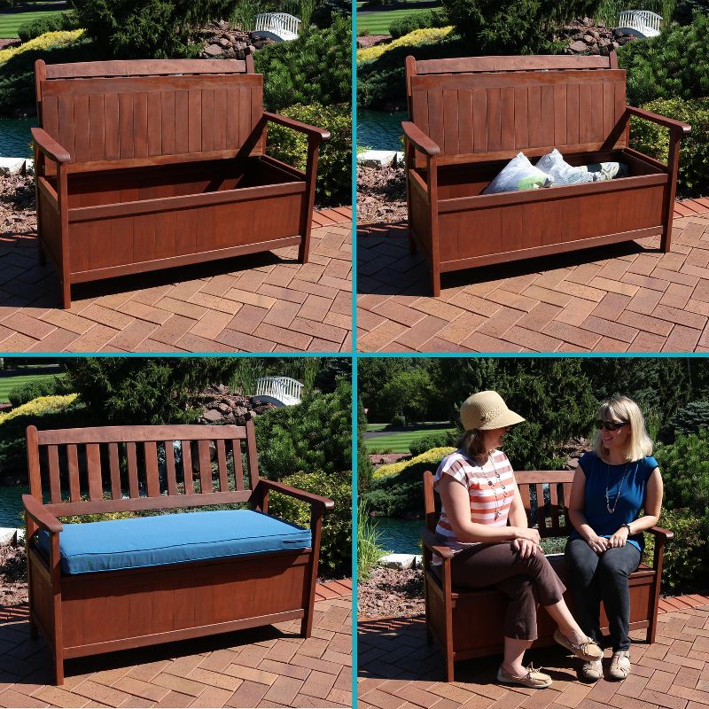 Sunnydaze Outdoor Meranti Wood with Teak Oil Finish Wooden Garden Planter Box Bench Seat - 68" - Brown