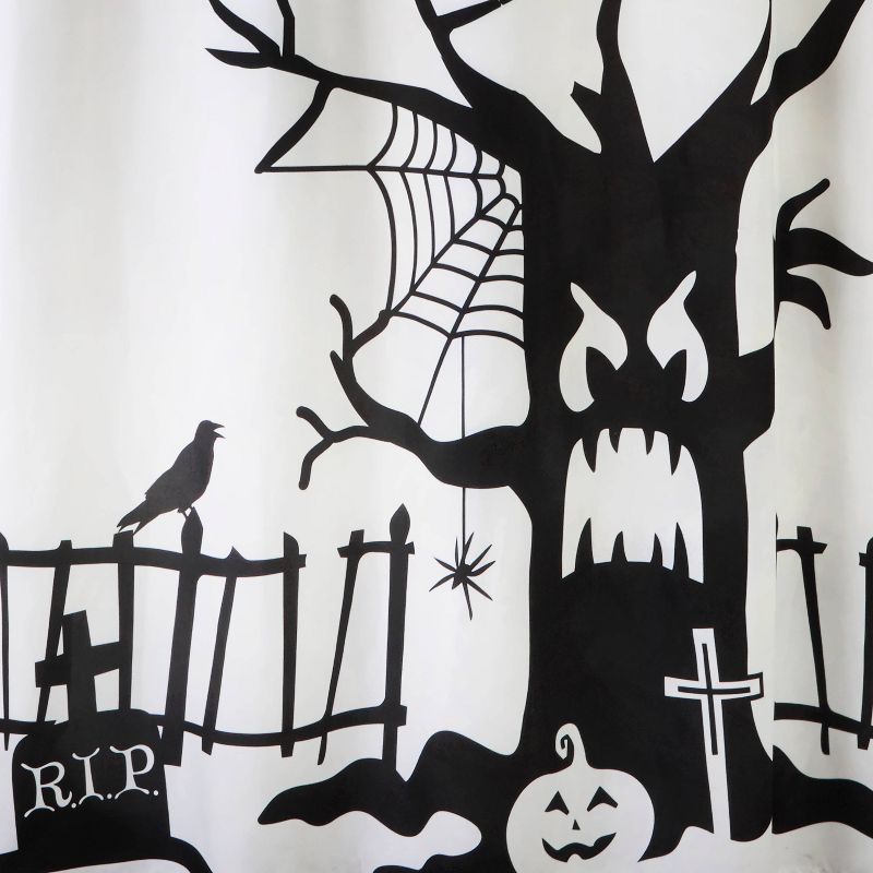 Boo Tree Fabric Shower Curtain Black/White - SKL Home