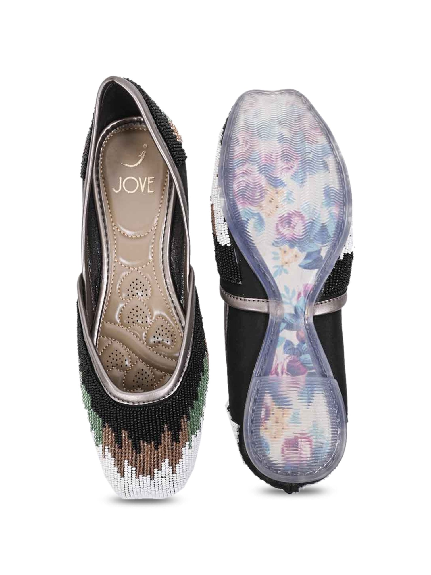 Jove Women's Black Ethnic Juttis