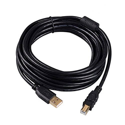 Tekit 24K Gold plated USB 2.0 Cable - A-Male to B-Male,USB 2.0 A Male to B Male Cable with Ferrite Black 28/24# AWG, 16.4ft/5m
