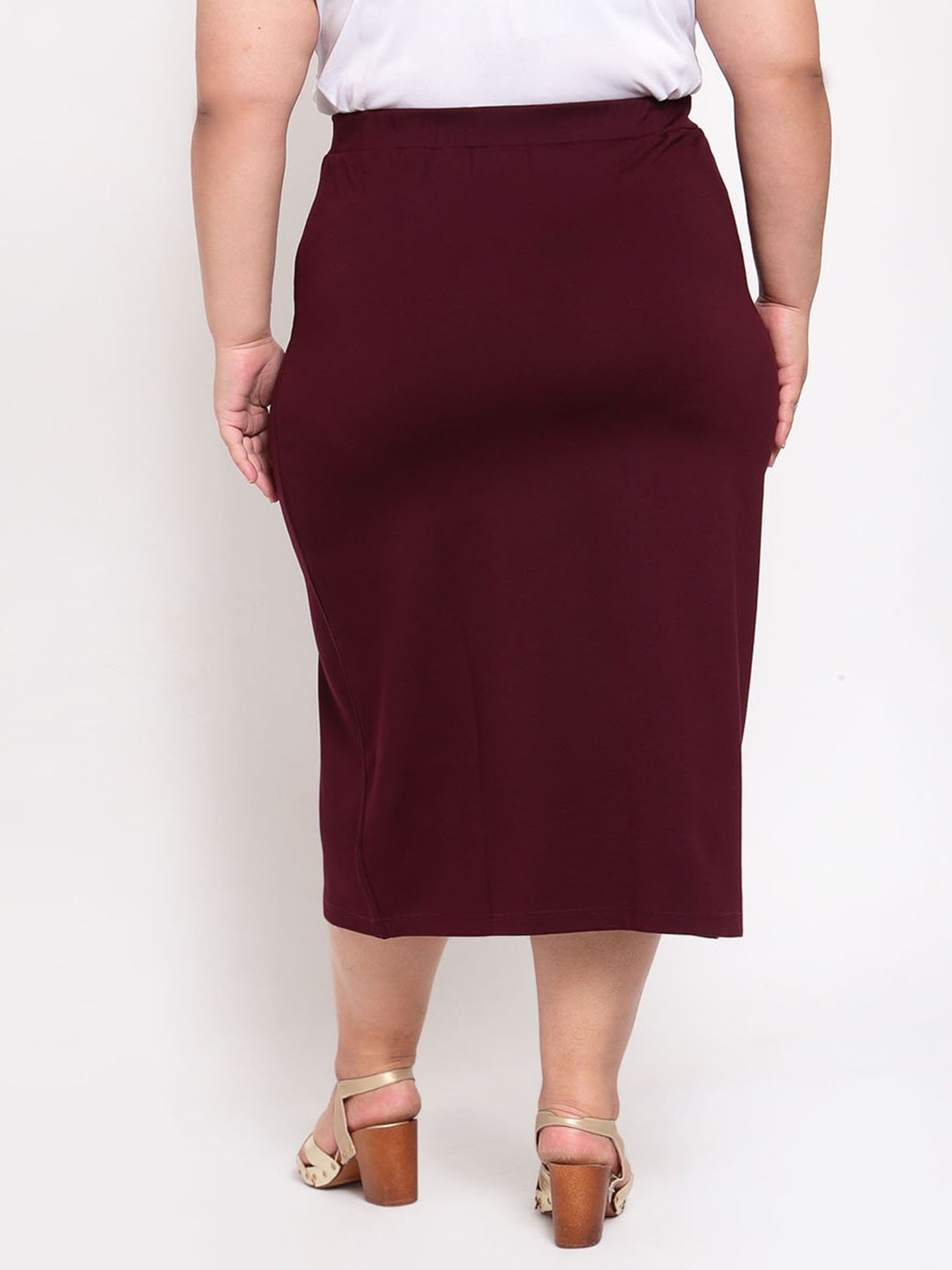 Melon by PlusS Wine Midi Skirt