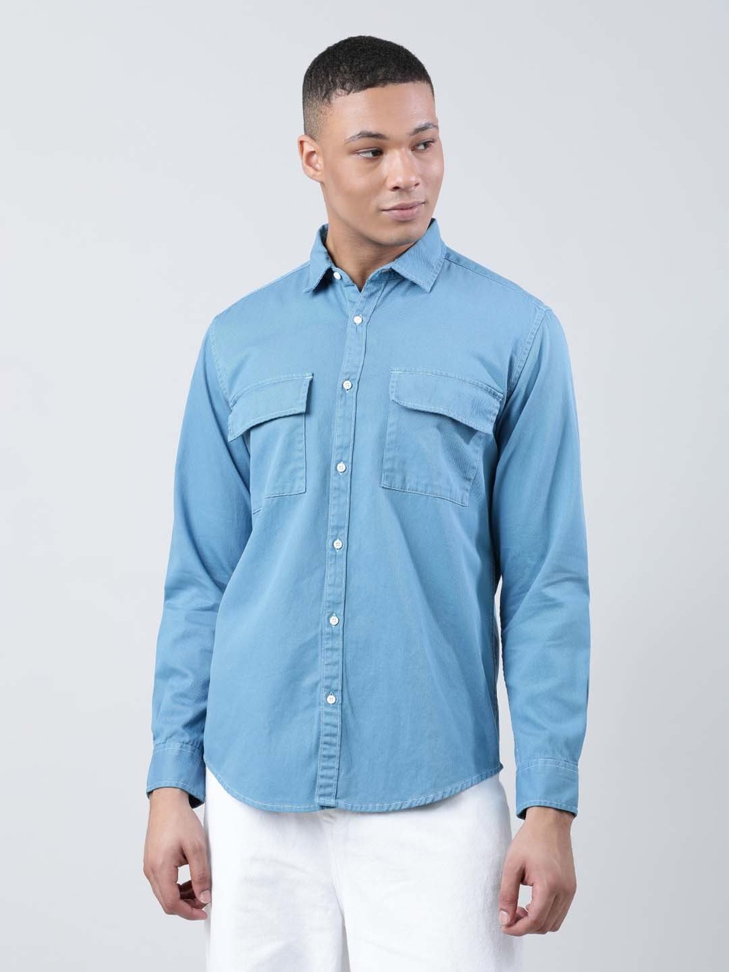 Bene Kleed Blue Regular Fit Cotton Shirt