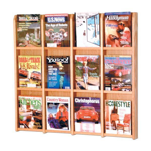 Wooden Mallet Divulge 12 Magazine Holder Wall storage Display Rack Light Oak