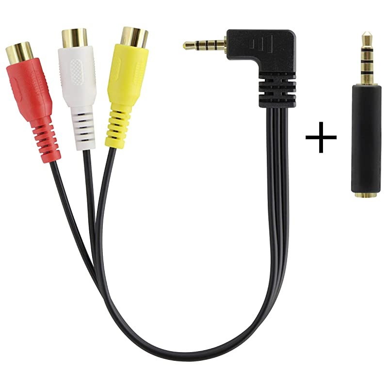 90 Degree 35mm to RCA Cable 4 Pole Left Right 35mm Male to 3 RCA Female Stereo Audio Adapter Extension Cable for SmartphonesMP3SpeakersHome Theater etc25cm10inchMF