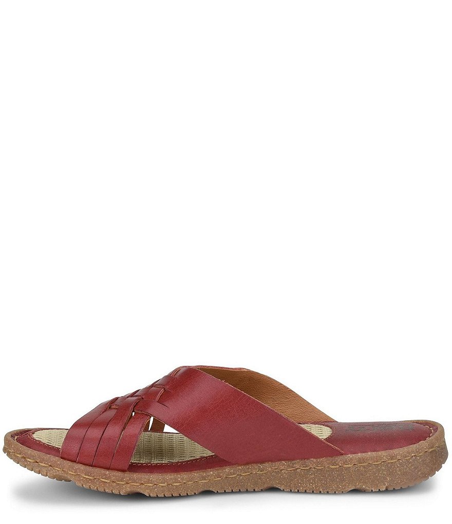 Born Basia Woven Leather Slide Sandals