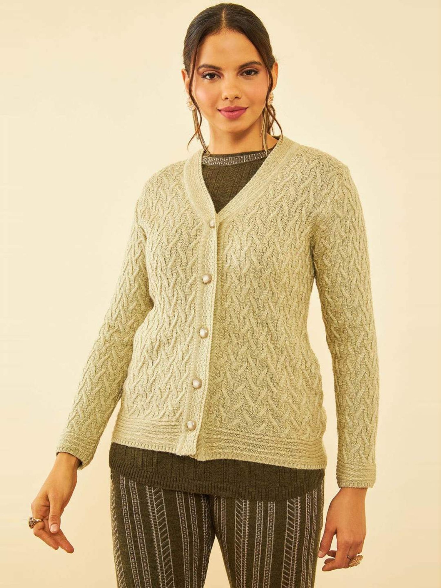 Soch Green Crochet Pattern Cardigan
