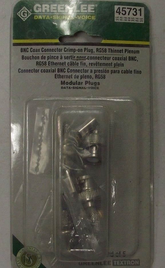 Greenlee 45731 BNC Coaxial Connector Crimp On Plugs RG58