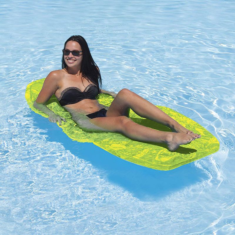 Airhead Sun Comfort Foam Swimming Pool Water Beach Lake Float Lounge Seat Mat Pad, Lime Green Swirl