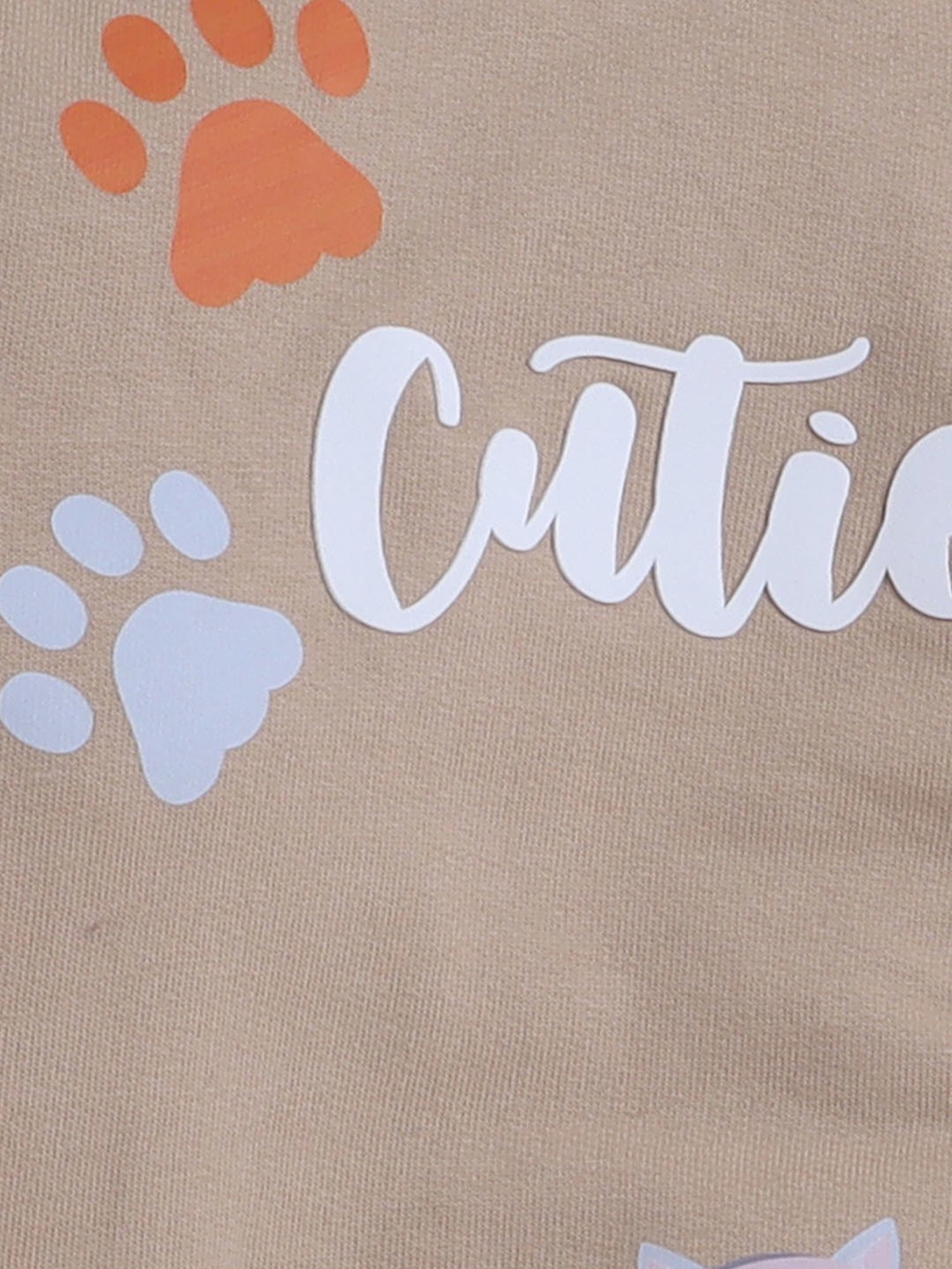 BUMZEE Beige Girls  Full Sleeves Cotton Hooded Zipper Sweatshirt Age - 2-3 Years