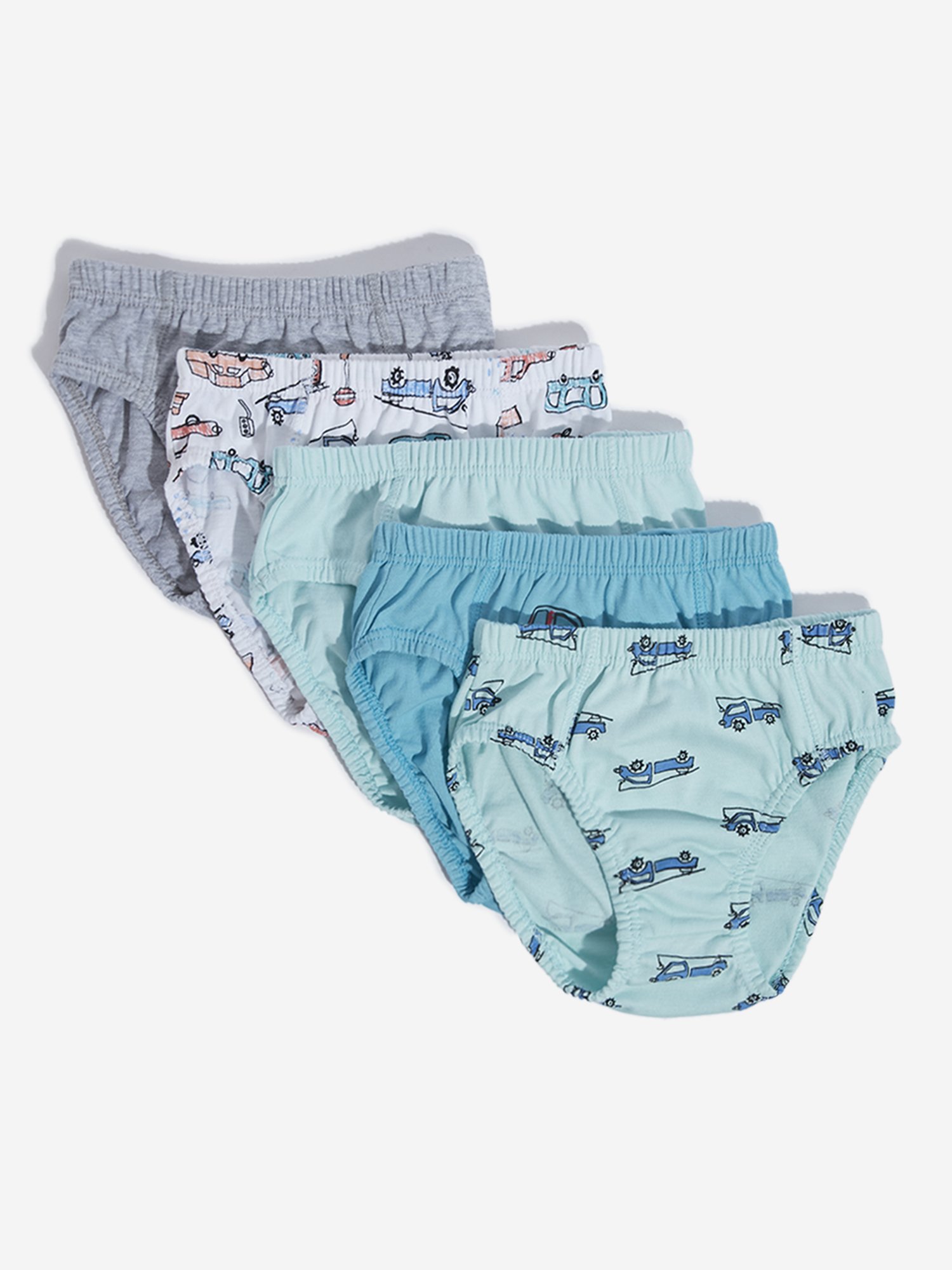 HOP Kids by Westside Multicolour Vehicle Printed Briefs - (Pack of 5)