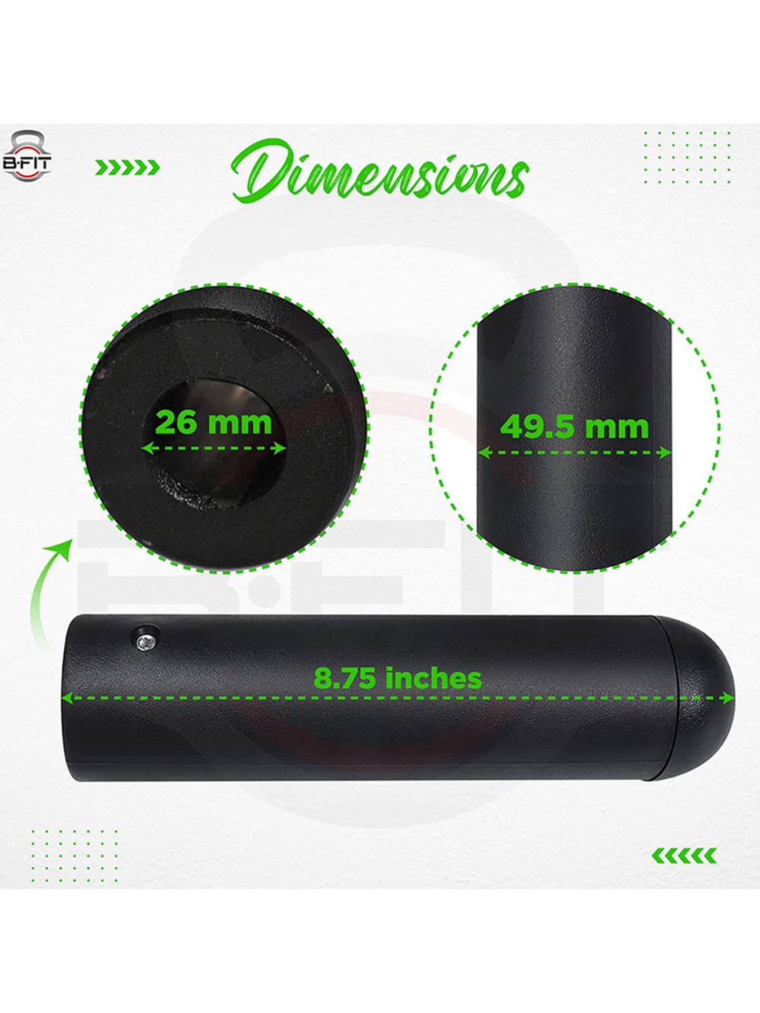 B Fit 2 Piece Nylon Adapter Sleeve 8", Convert 1" Bars or Posts to 2" Olympic Bars (Black)