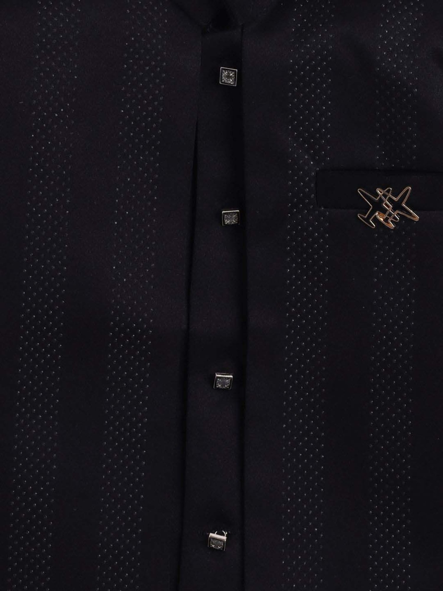 Fourfolds Boys Black Solid Full Sleeves Clothing Set