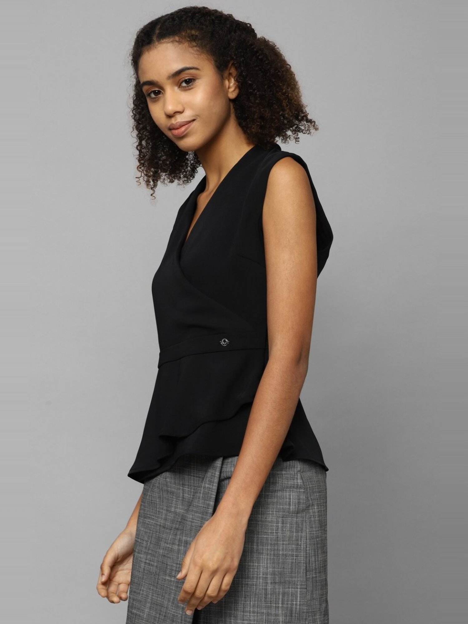 Allen Solly Black V-Necked Top