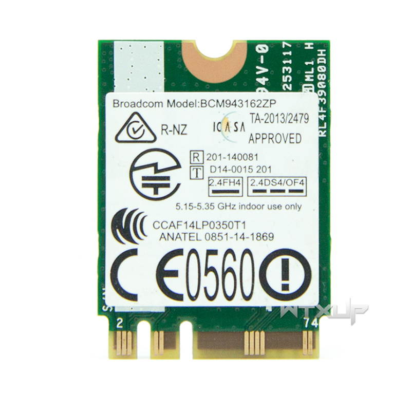 Plugadget BCM943162ZP 802.11AC WLAN Card 2.4G 5G 433M Wifi + Bluetooth 4.0 NGFF 00JT473 for Lenovo G50-30 45 70 70M Z50-70-75 E455 E555