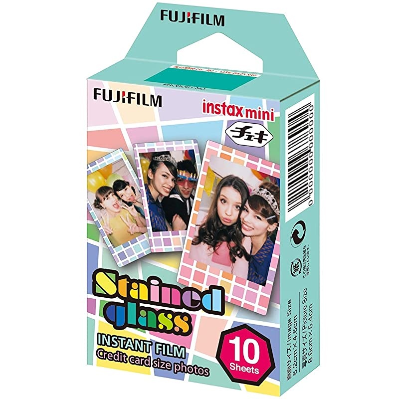 Instax Mini Instant Film 3 Pack Bundle 30 Sheets with Stained Glass Candy Pop Stripe Instant Film