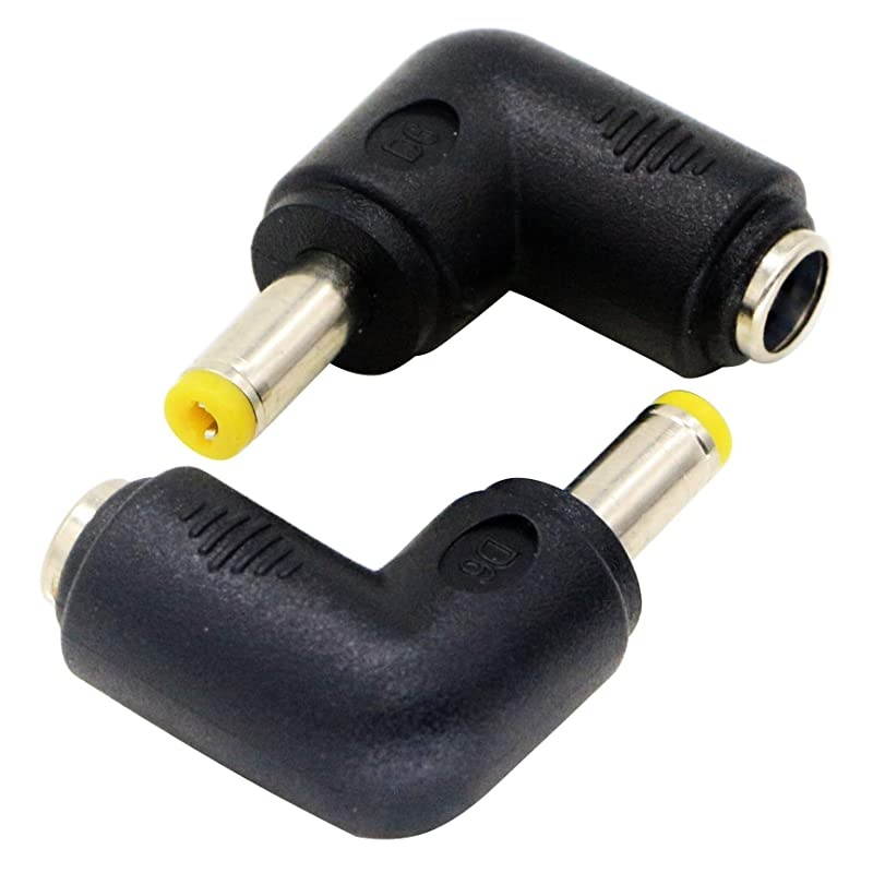 DC48x17mm Male 90 Degree Angle to DC55x21mm Female Adapter 5 Volt DC Barrel Power Jack Charging Cable Connector for Tablet DC48x17mm2pack