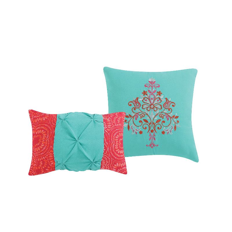 VCNY Home Casa Re'al Coral/Aqua Reversible Duvet Cover Set - Multicolored 4 Piece Twin - Twin XL