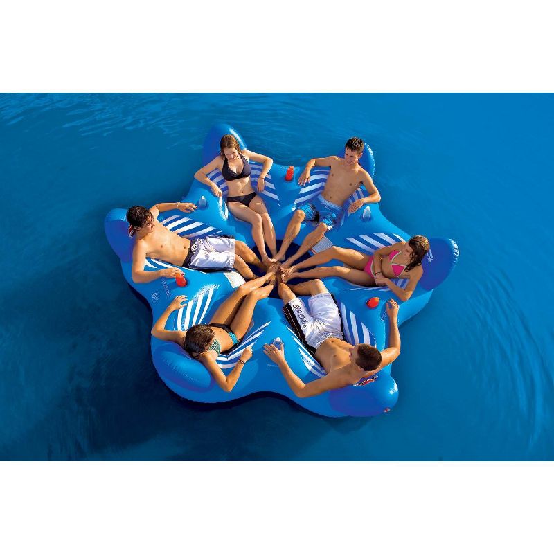 Sportsstuff Pool N' Beach 6 Person 6UP Inflatable Lake Lounger Float Raft, Blue