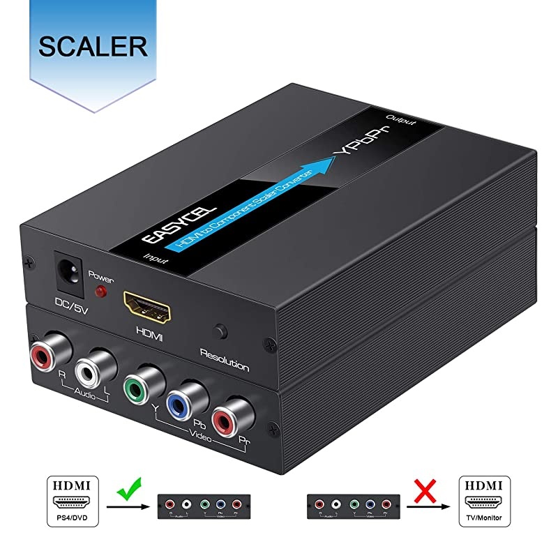 HDMI to Component Converter  Aluminum 1080P HDMI to YPbPr HDMI to RGB 5RCA Scaler Converterwith Scaler Function HDMI Input to Component YPbPr Output Converter