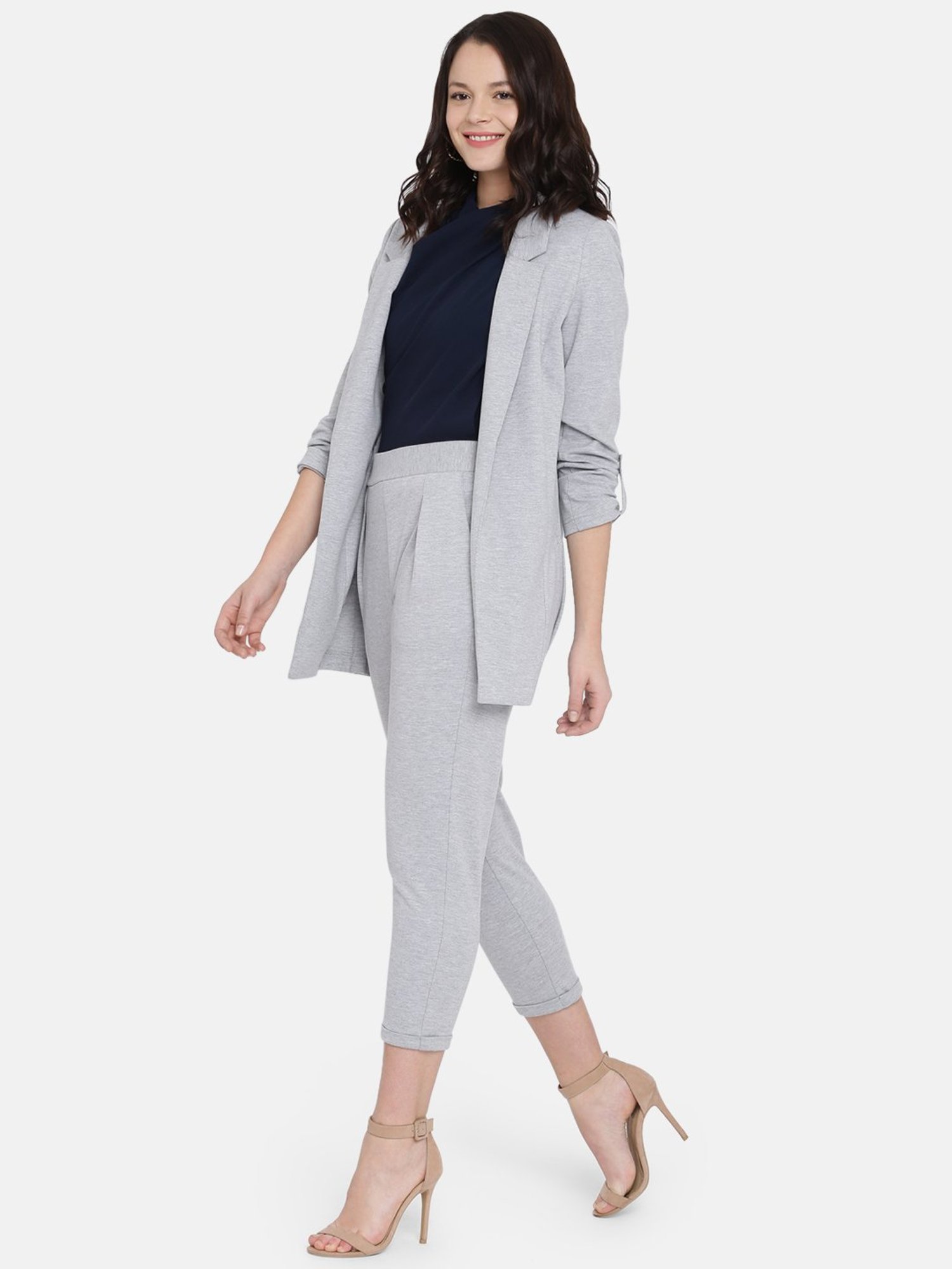 ISU by Radhika Apte Grey Textured Trousers