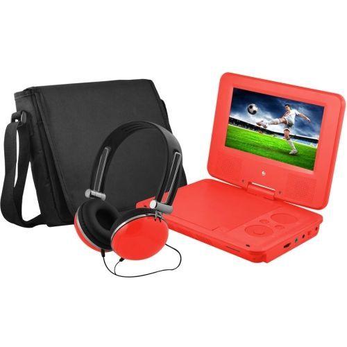 Ematic EPD707RD 7-Inch Portable DVD Player with Matching Headphones and Bag (Red)