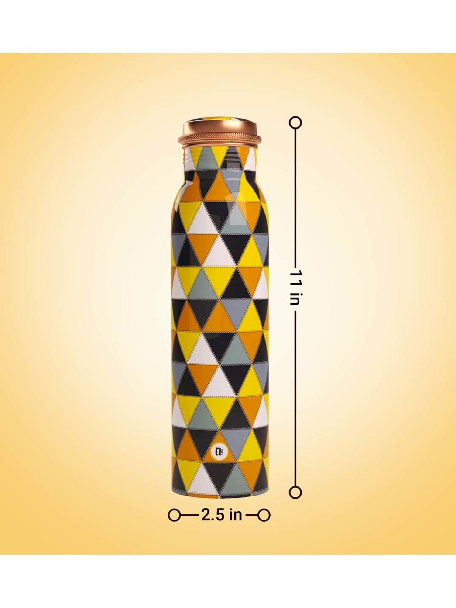Everything Beautiful Yellow & Black Copper Water Bottle - Standard (0.9 L)