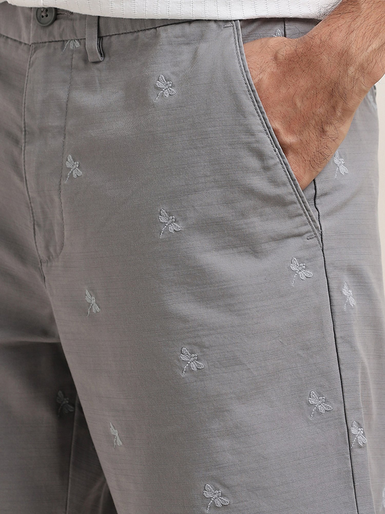 WES Casuals by Westside Grey Relaxed-Fit Mid-Rise Cotton Shorts