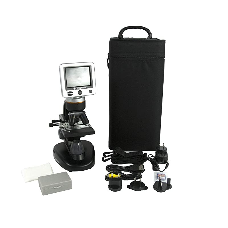 LCD Digital Microscope II Biological Microscope with a BuiltIn 5MP Digital Camera Adjustable Mechanical Stage Carrying Case and 1GB Micro SD Card