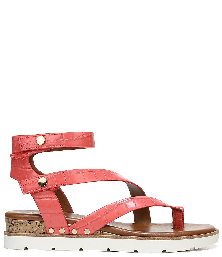 Franco Sarto Daven Croc Embossed Gladiator Wedge Sandals