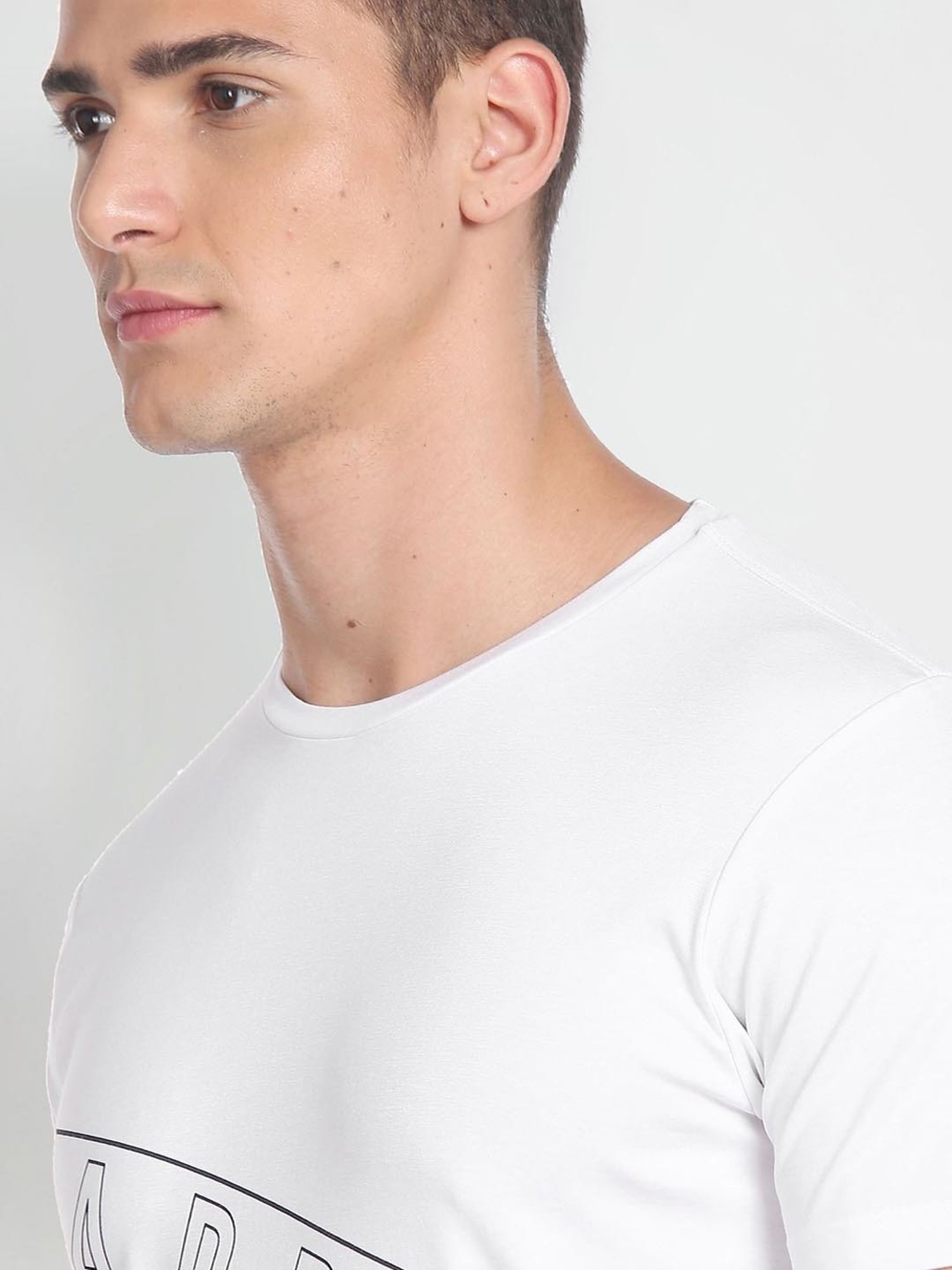 Arrow New York White Cotton Regular Fit Printed T-Shirt