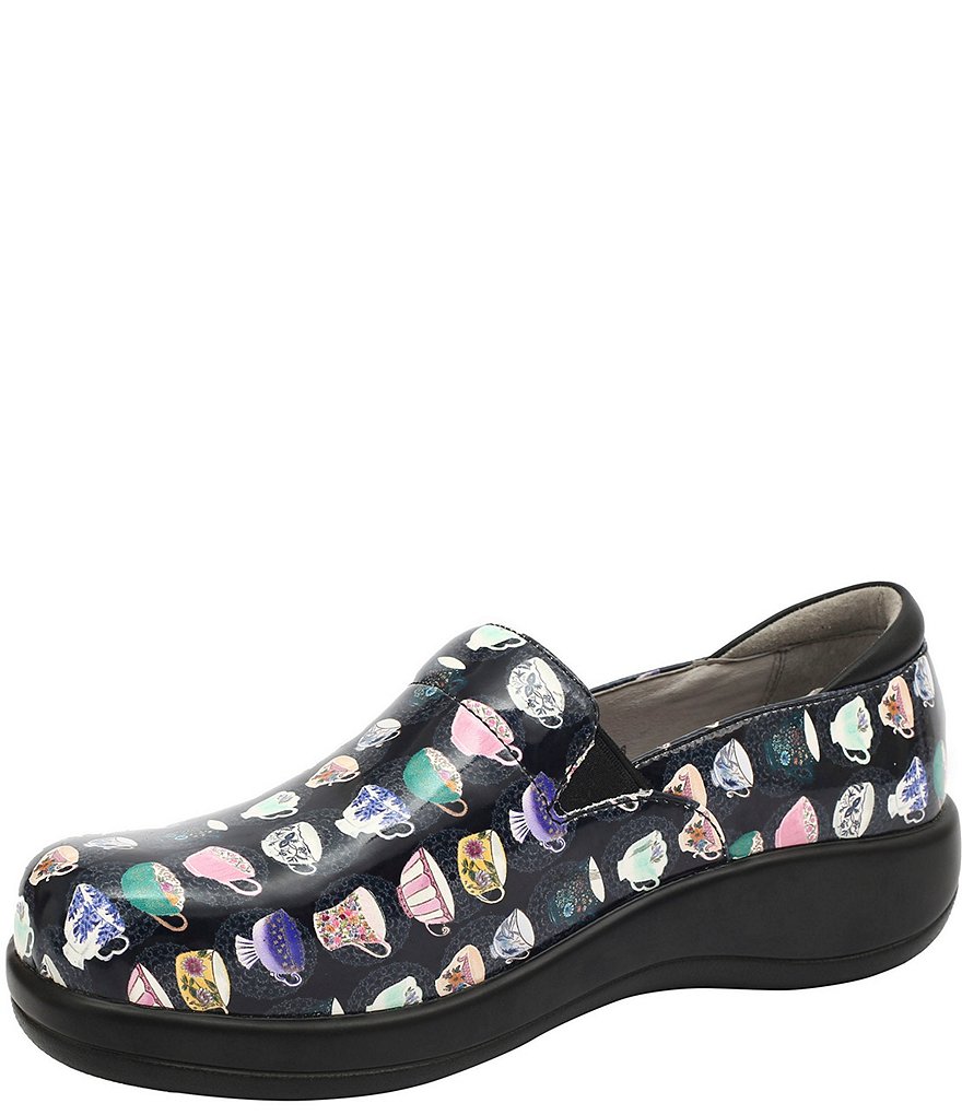 Alegria Keli Teacup Black Print Leather Clogs
