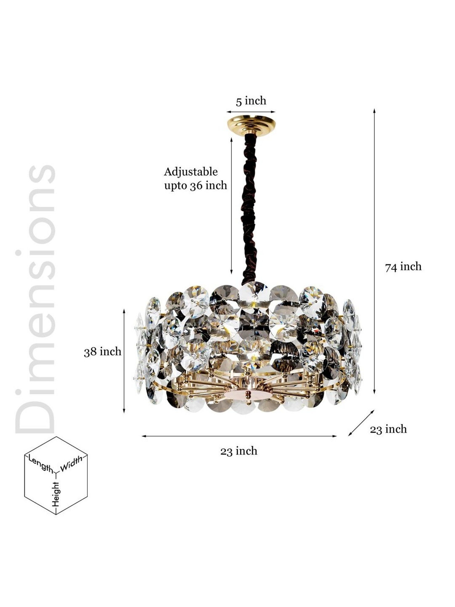 Kapoor Lamp Shades Rose Gold & Smoke Crystal Palazzo 12 Light Contemporary Chandelier