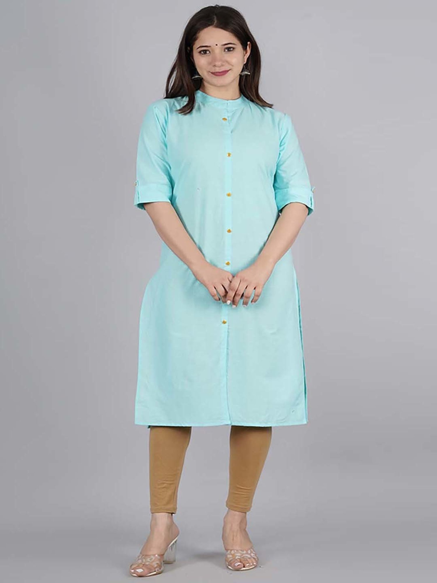 Kipek Blue Cotton Straight Kurta