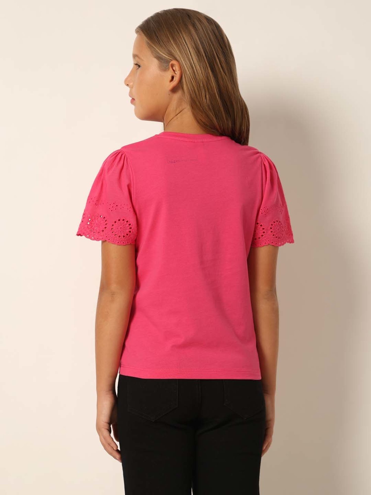 VERO MODA GIRL Pink Cotton Regular Fit Top