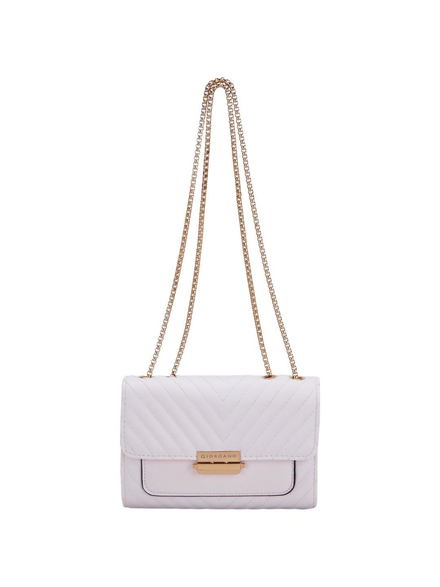 Giordano White Solid Medium Sling Handbag