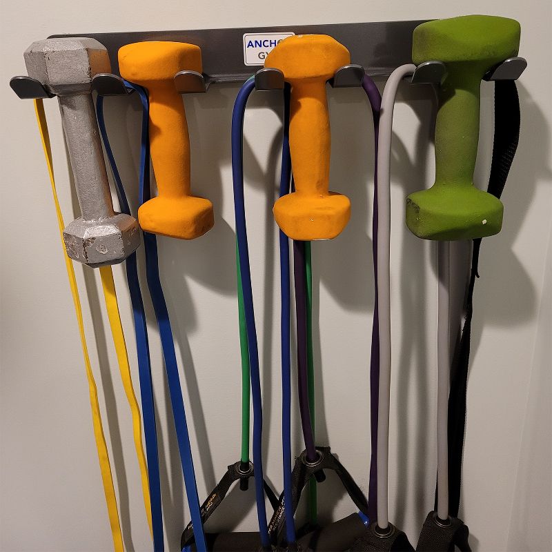 Core Energy Fitness Systems Anchor Gym AGAR Durable Steel 7 Prong Fitness Exercise Accessory Wall Mount Storage Rack for Resistance Bands and Ropes