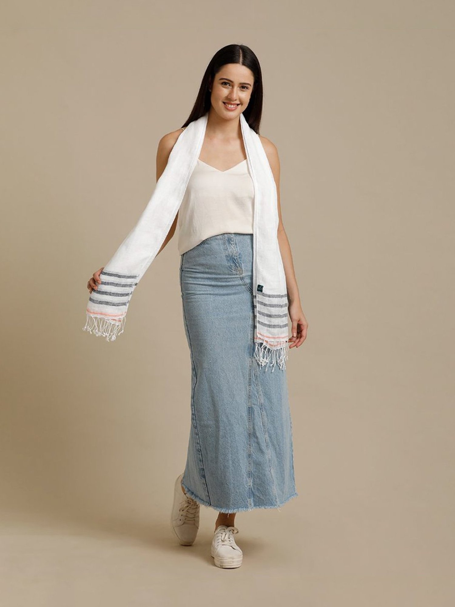 Linen Club White Pure Linen Stole