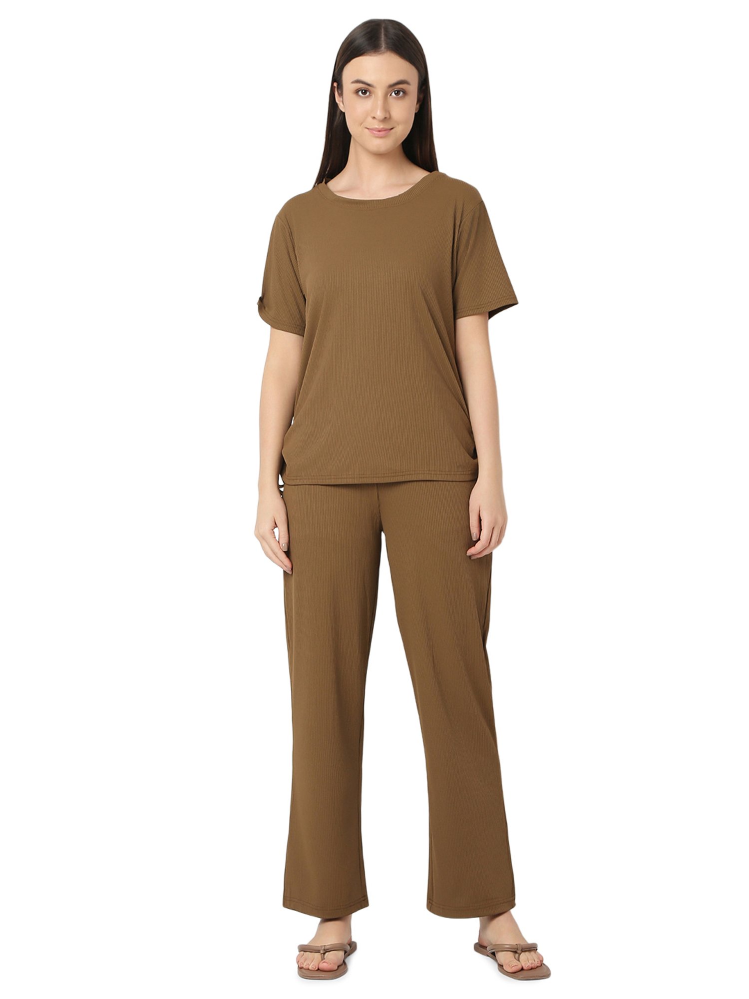 Smarty Pants Brown Top With Lounge Pants